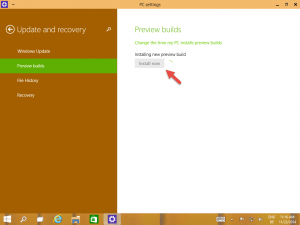 Windows 10 Preview build Install now