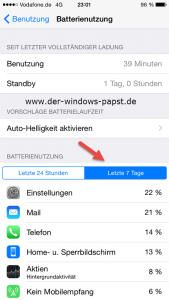 iOS 8.2 Batterie
