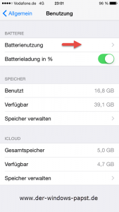 iOS 8.2 Batterienutzung