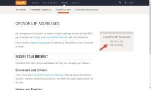 OpenDNS IP Adressen