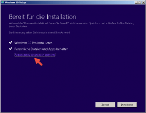 Windows 10 bereit für die Installation