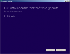 Windows 10 die Installationsbereitschaft wird geprüft