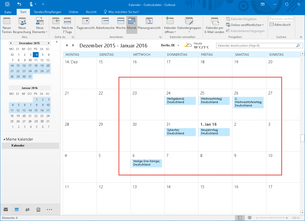 Outlook 2010 2013 Feiertage 2015 2016 - Der Windows Papst - IT Blog Walter