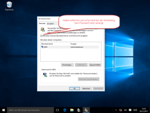 Windows 10 Benutzer müssen Benutzernamne und Kennwort eingeben