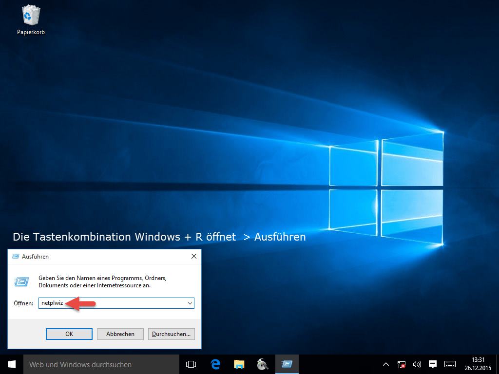 Netplwiz windows 10