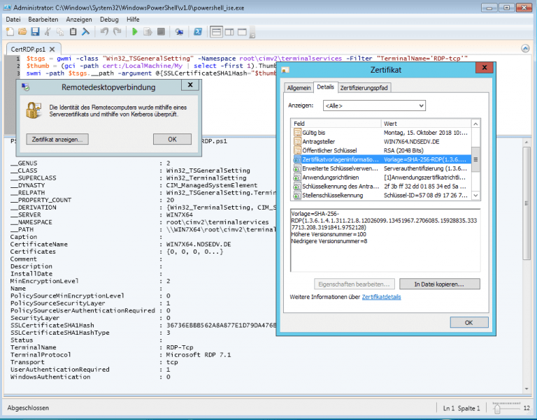 Свойства rdp tcp windows 7