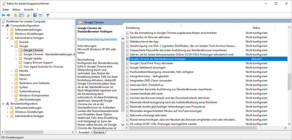 Google Chrome Gruppenrichtlinien Standard Browser ...