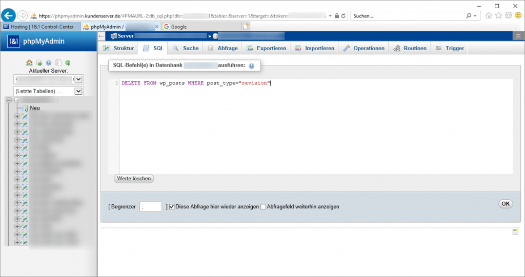 WordPress Revisionen direkt aus der Datenbank entfernen ...