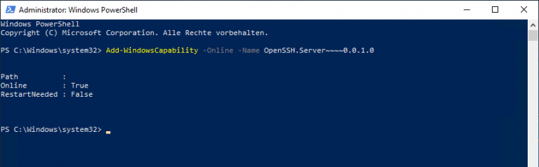 Настройка ssh windows server 2019