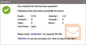 Your Outlook PST File has been repaired