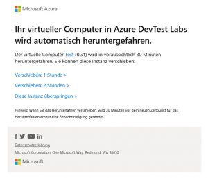 Ihr virtueller Computer in Azure DevTest Labs wird automatisch heruntergefahren