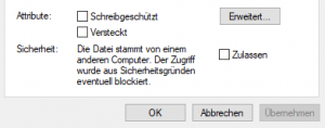Datei nach Download blockiert