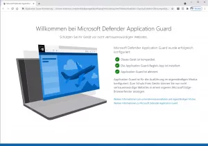Microsoft Defender Application Guard wurde erfolgreich installiert