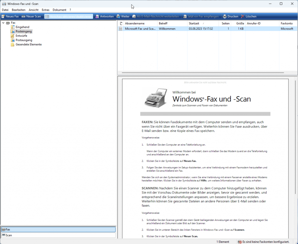 Windows 11 Scan und Fax Funktion fehlt