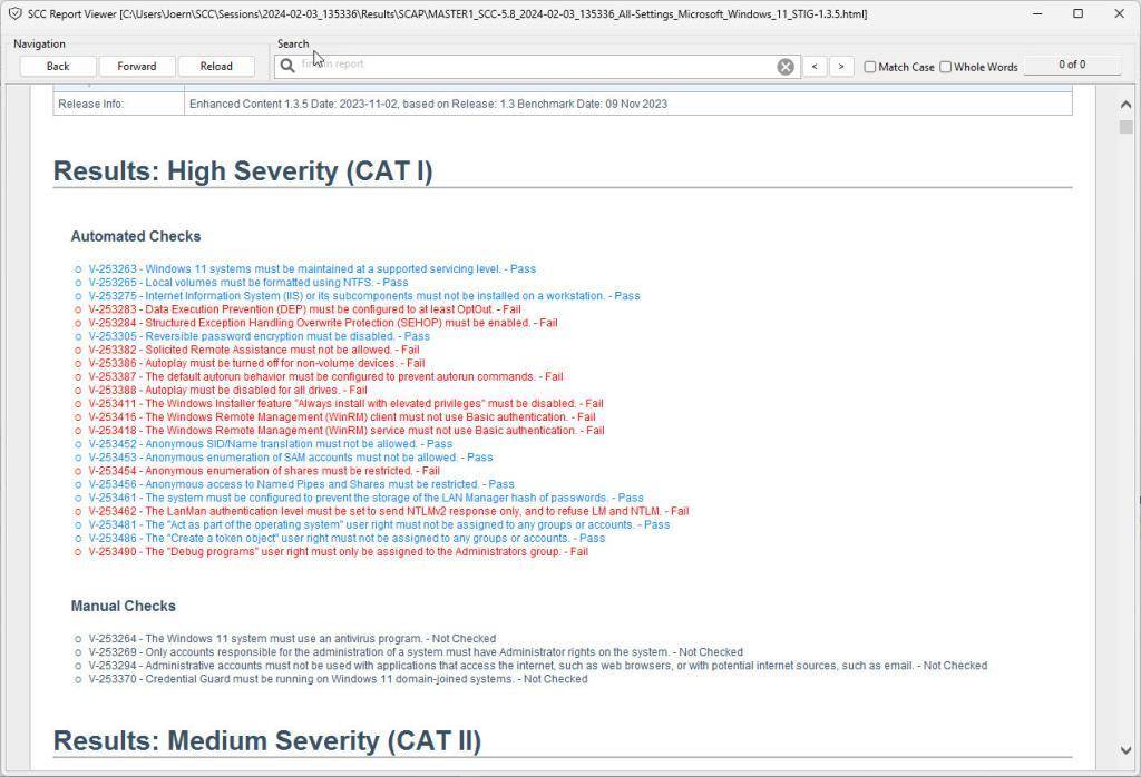 Results High Severity CAT I